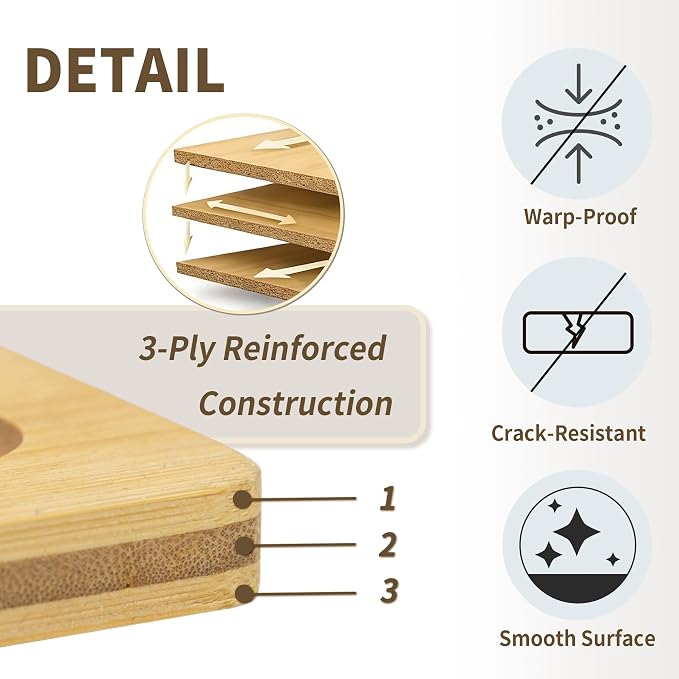 Utoplike Bamboo Cutting Board 16 x 12 inch, Wood Chopping Board - Image 4