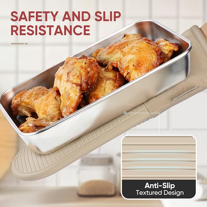YUTAT Silicone Oven Mitts and Pot Holders Set, High Heat Resistant Up to 500 - Image 3