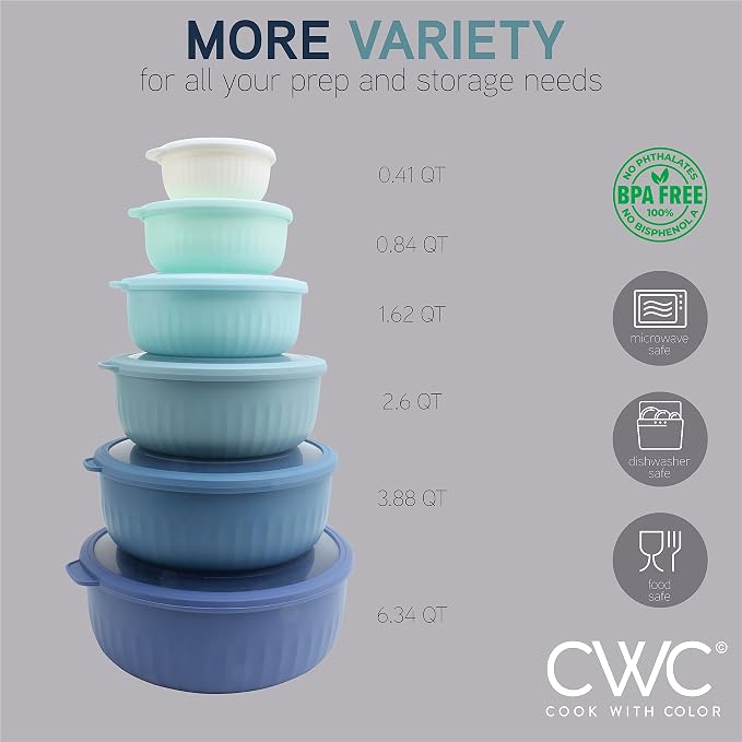 COOK WITH COLOR Prep Bowls with Lids- Wide and Deep Nesting Plastic Small - Image 3