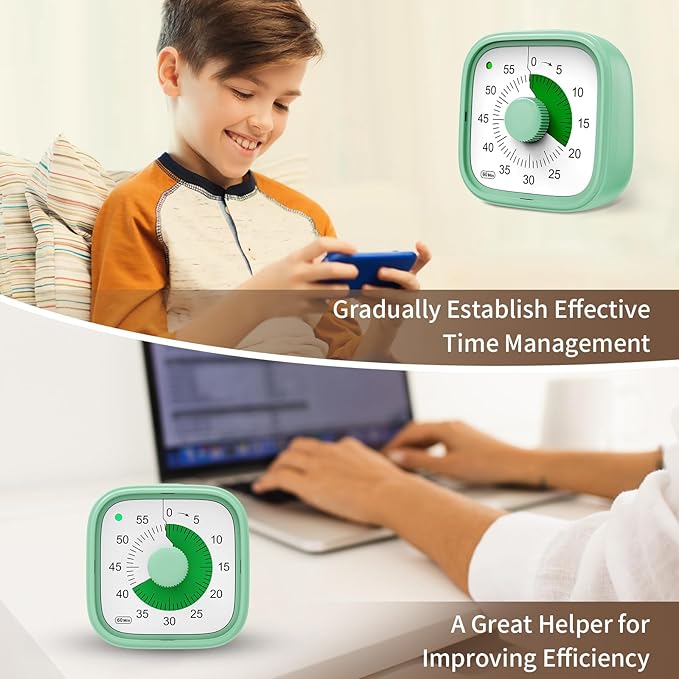 Visual Timer, Pomodoro Timers for Kids Adults, 60-Minute Countdown Desk Timer - Image 6