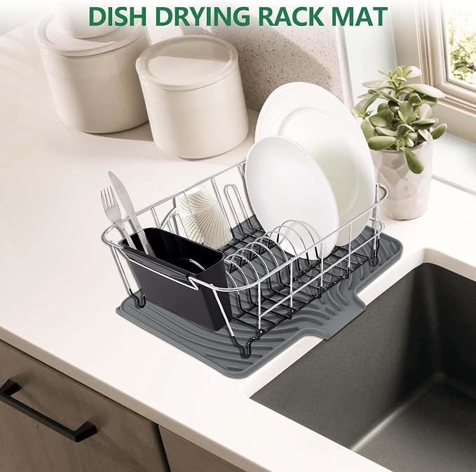 GUUKIN Dish Drying Mat, 14.7"x10.2" Drying Matt Kitchen Counter, Non-Slip - Image 4