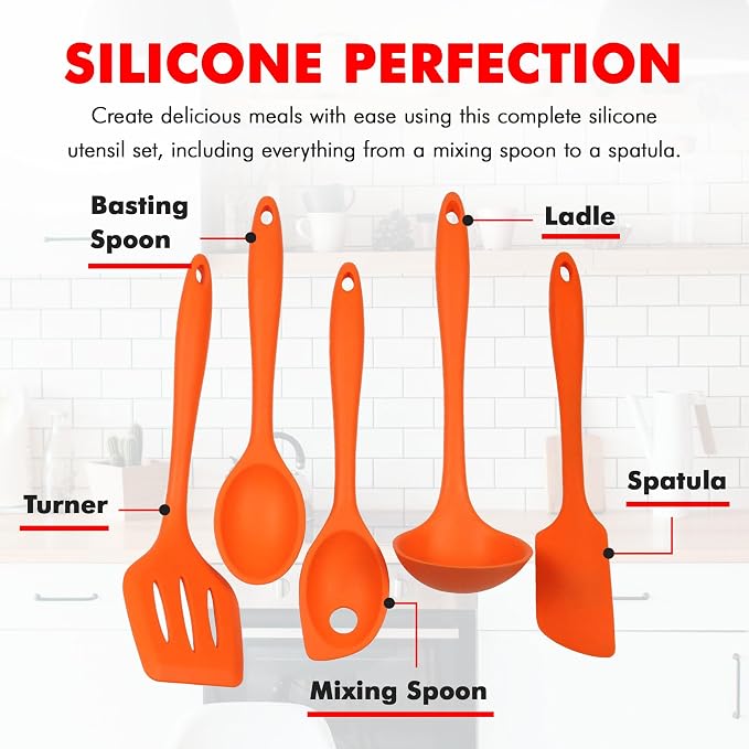 Chef Craft Premium Silicone Kitchen Tool and Utensil Set, 5 Piece - Image 4