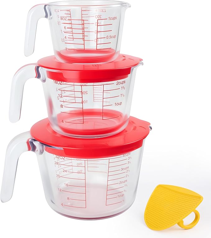 6 Pcs Glass Measuring Cups Set by Unknown