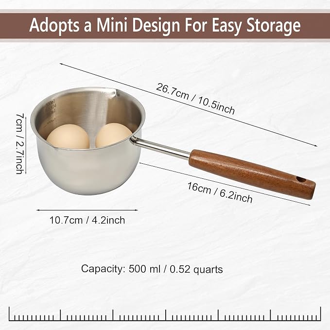 Butter Warmer Pot, 500ml Small Sauce Pan - Image 2