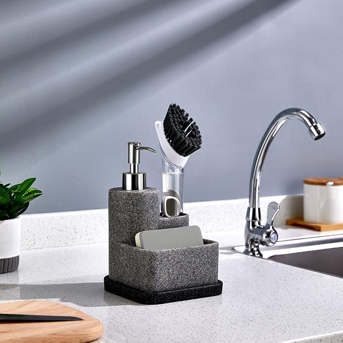 ZCCZ Black Soap Dispenser with Sponge Holder, Kitchen Soap Dispenser Pump - Image 3