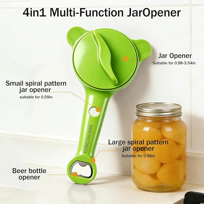 Adjustable Jar Opener for Weak Hands, 4-in-1 Multi-Function Manual Bottle - Image 4