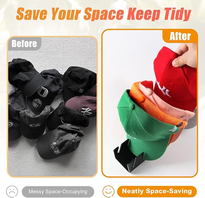 Hat Stand for Baseball Caps, 2 Pack No Install Acrylic Hat Organizer for 14 - Image 2