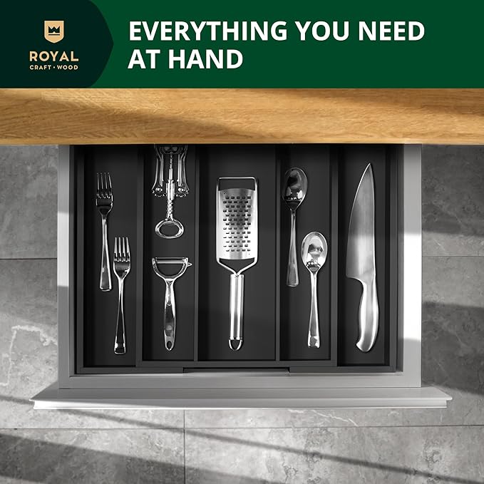 ROYAL CRAFT WOOD Luxury Bamboo Kitchen Drawer Organizer - Image 3