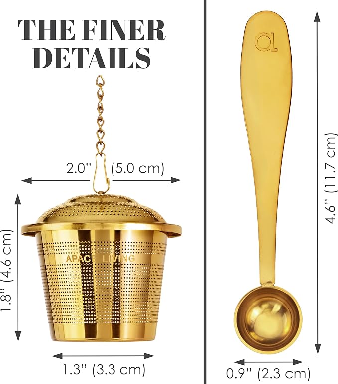 Tea Infuser Set of 2 with Tea Scoop & Drip Trays - Image 5