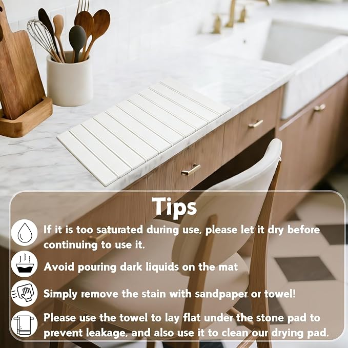 Dish Drying Mats, Large 24x16 Inch Diatomaceous Earth Drying Mat / - Image 3