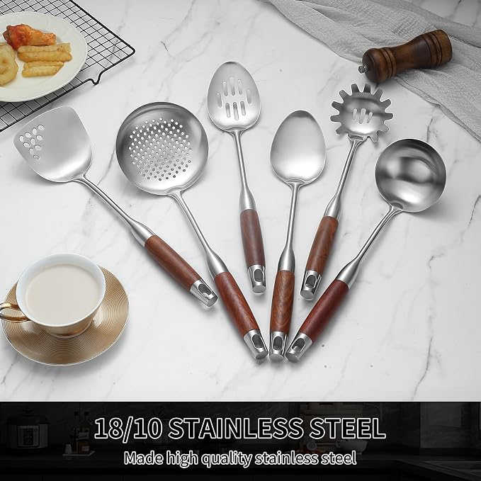 Izurok 18/10 Stainless Steel Kitchen Utensils Set, 6 Piece Cooking Utensils - Image 3