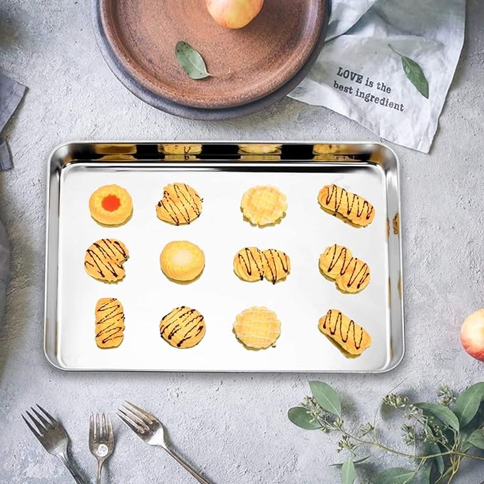 Baking Sheet Set of 2, Bastwe 18 inch Commercial Grade Stainless Steel Baking - Image 6