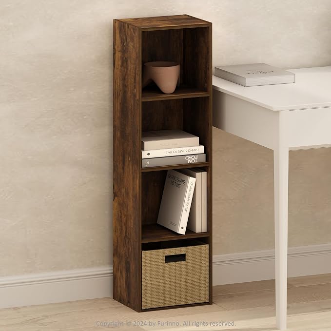 Furinno PASIR Book Shelf, 4-Tier Modern Bookshelf, Open Shelves Bookcase 9 x 12 - Image 2