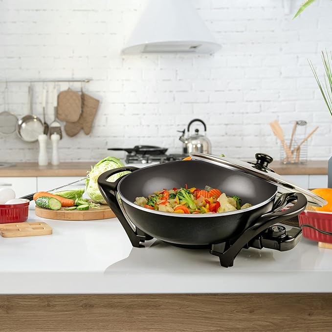 OVENTE Electric Wok with Nonstick Coating, 13 Inch Family-Sized Skillet - Image 8