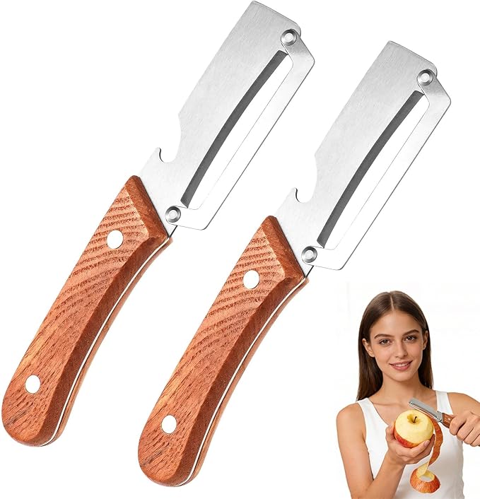 Roselli Wooden-Handled Stainless Steel Shredder and Peeler, Stainless Steel by Unknown