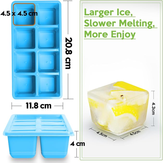 Large Ice Cube Trays with Lid, Jrisbo 2 Pack Stackable Silicone Ice Cube Molds - Image 6