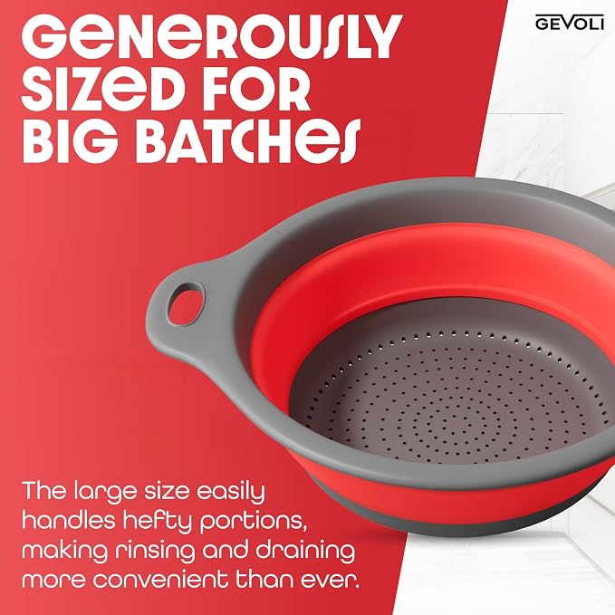 Gevoli Strainer with Self-Draining Base Over-Sink Collapsible Kitchen Colander - Image 4