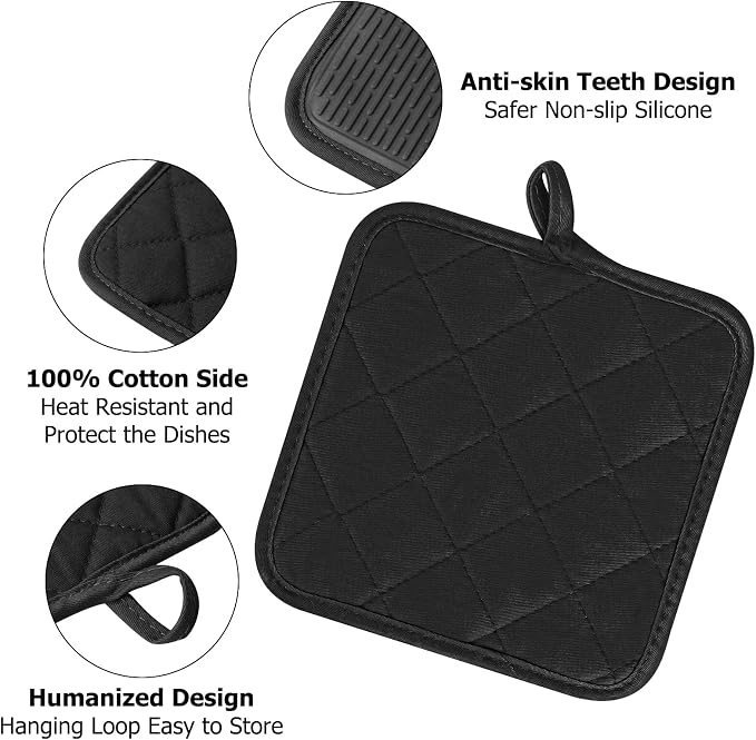 Oven Mitts and Pot Holders Set, Heat Resistant Silicone Kitchen Mini Oven - Image 4