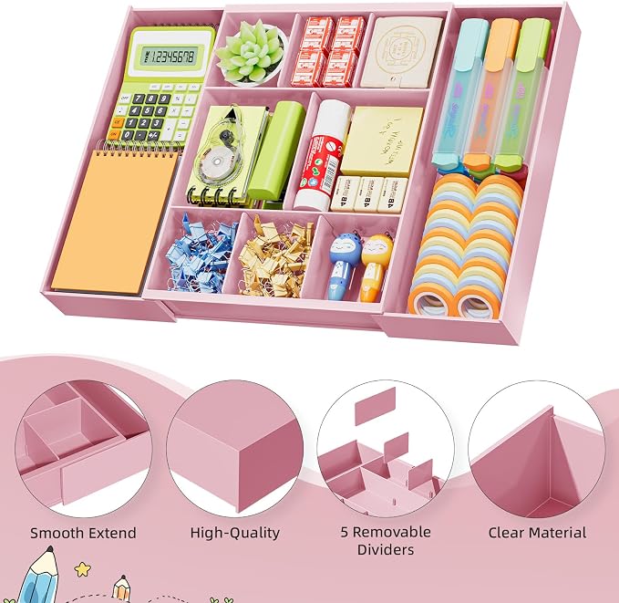 Marbrasse Expandable Desk Drawer Organizer, Desk Organizers and Accessories - Image 7