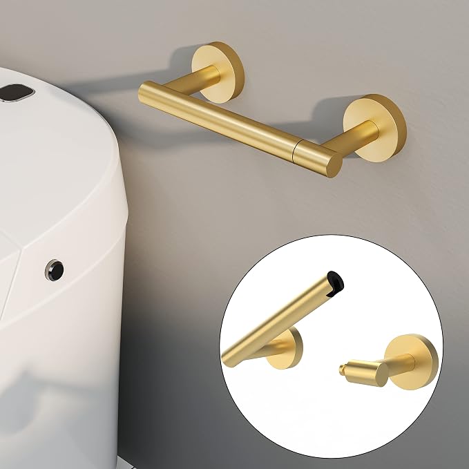 RARXTR Gold Toilet Paper Holder SUS304 Stainless Steel Double Post Pivoting - Image 2