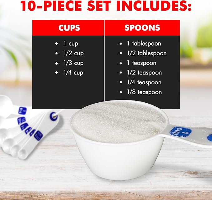 Chef Craft Easy to Read Plastic Measuring Cup Set, 10 Piece - Image 4