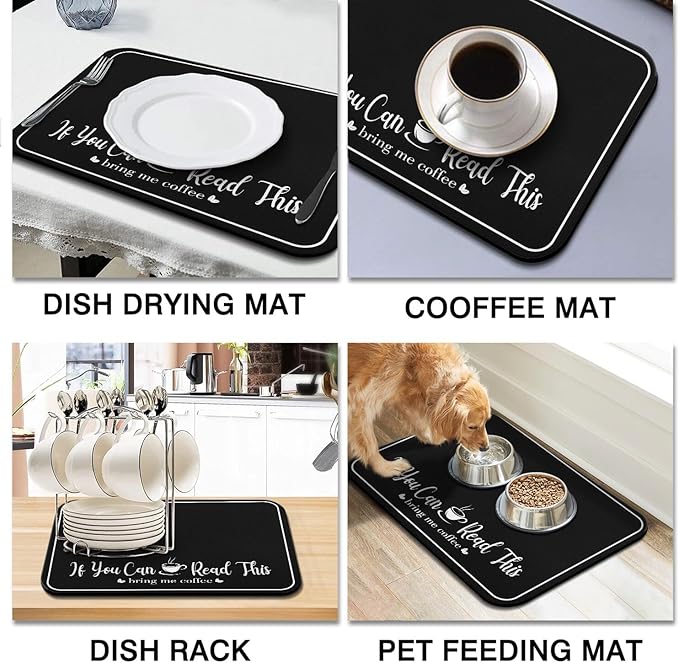 Coffee Bar Mat for Countertops 18inx24in, Absorbent Hide Stain Anti-Slip Cafe - Image 8