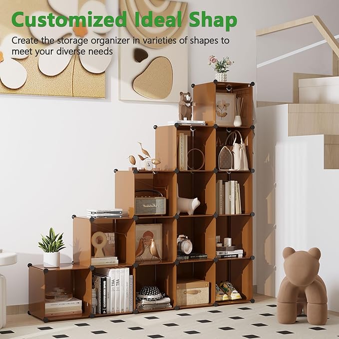 C&AHOME 16-Cube Storage Organizer, Plastic Shelves Units, DIY Closet Organizer - Image 3