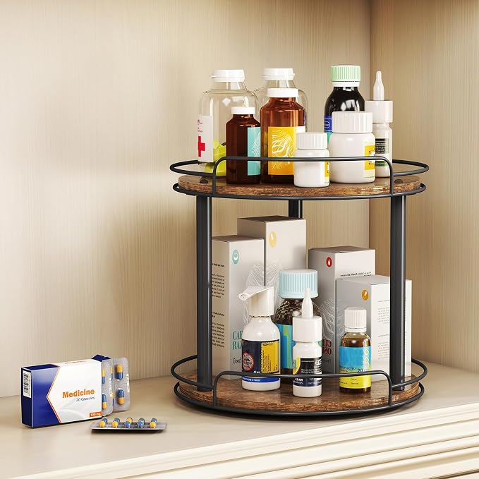 LAMU 9'' Wood Lazy Susan Turntable Organizer - Image 4