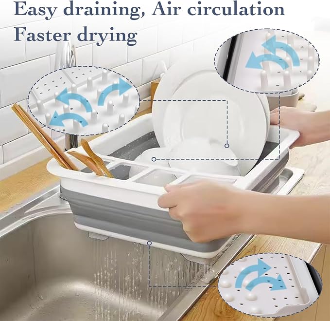 Collapsible Bowls, and Dishes Drainer, Portable Space-Saving Dish Rack - Image 3