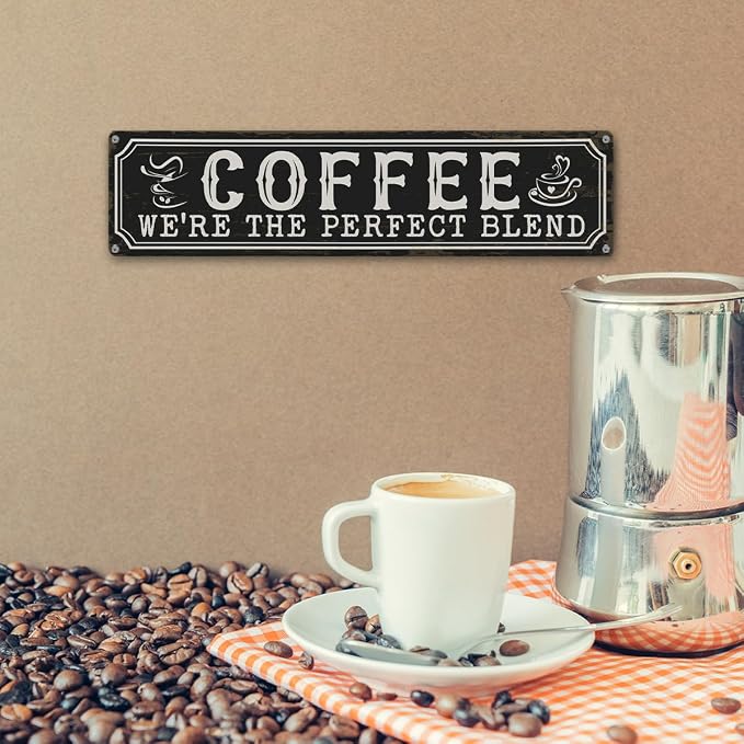 Coffee Metal Tin Signs, Coffee We're the Perfect Blend, Farmhouse Kitchen Decor - Image 6