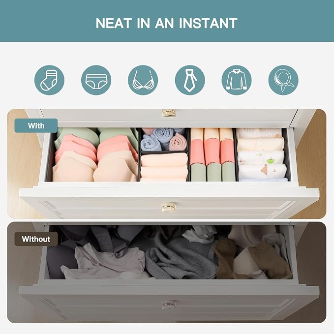 Criusia Drawer Organizer Clothes, 10 Pack Dresser Organizer - Image 3