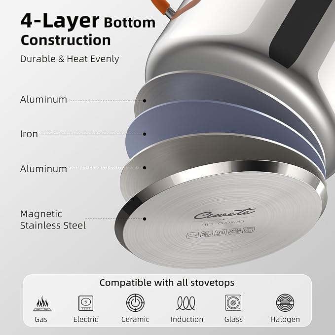 Ciwete Stainless Steel Stock Pot, 5.2 Quart Soup Pot - Image 3
