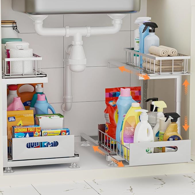 Under Sink Organizer, Heavy Duty Metal Pull Out Cabinet Organizer Slide Out by Toyear