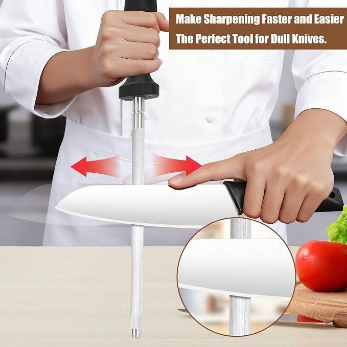 Professional 12-Inch Knife Sharpening Rod, High-Carbon honing rod to Sharpen - Image 2