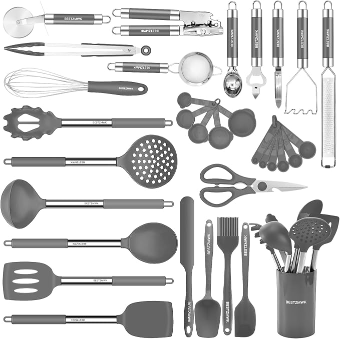 Kitchen Utensils Set-Silicone Cooking Utensils-32pcs Non-Stick Silicone Cooking by BESTZMWK