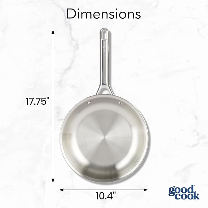GoodCook Stainless Steel Fry Pan 10-Inch, Oven-Safe to 500F & Induction-Safe - Image 2
