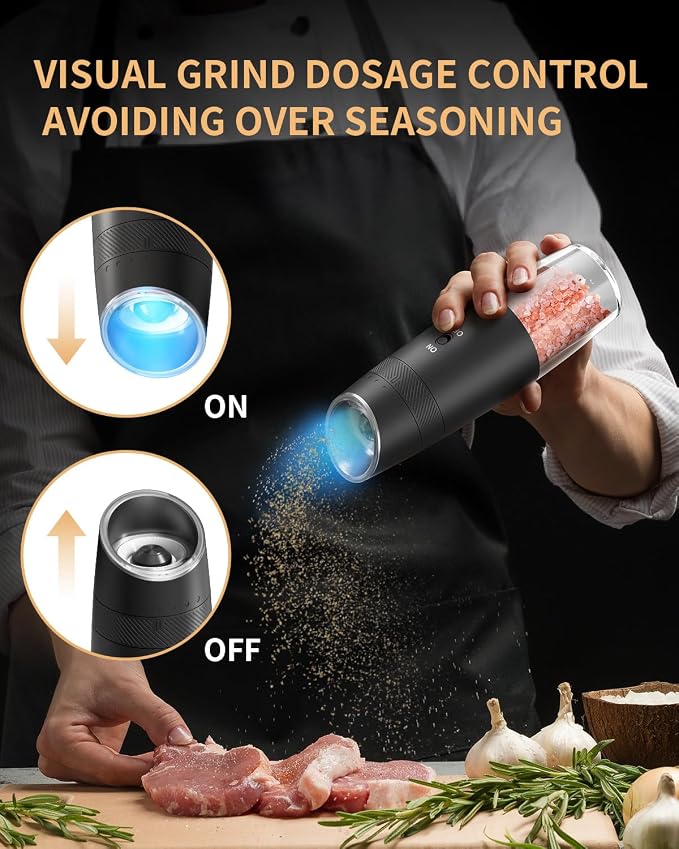 CIRCLE JOY Gravity Electric Salt and Pepper Grinder Set Automatic Shakers - Image 5
