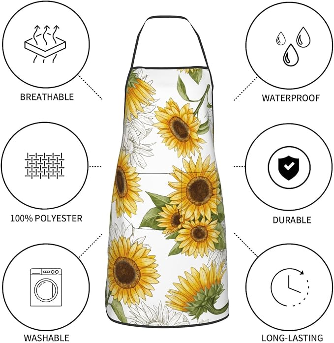 Yellow Sunflower Oven Mitts Sunflowers Pot Holders Yellow Flowers Cooking Apron - Image 5