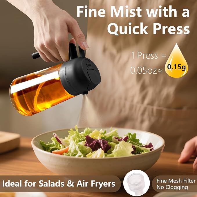SWEET VIEW 2PCS Oil Sprayer for Cooking, 16oz/470ml Glass Oil Dispenser/Pour - Image 3