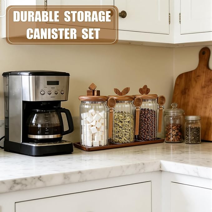 Suclain 3 Pcs Glass Coffee Container - Image 6
