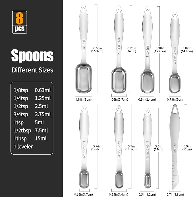 18/8 Stainless Steel Measuring Spoons: Doosu Heavy Duty Rectangular Spoon - Image 2
