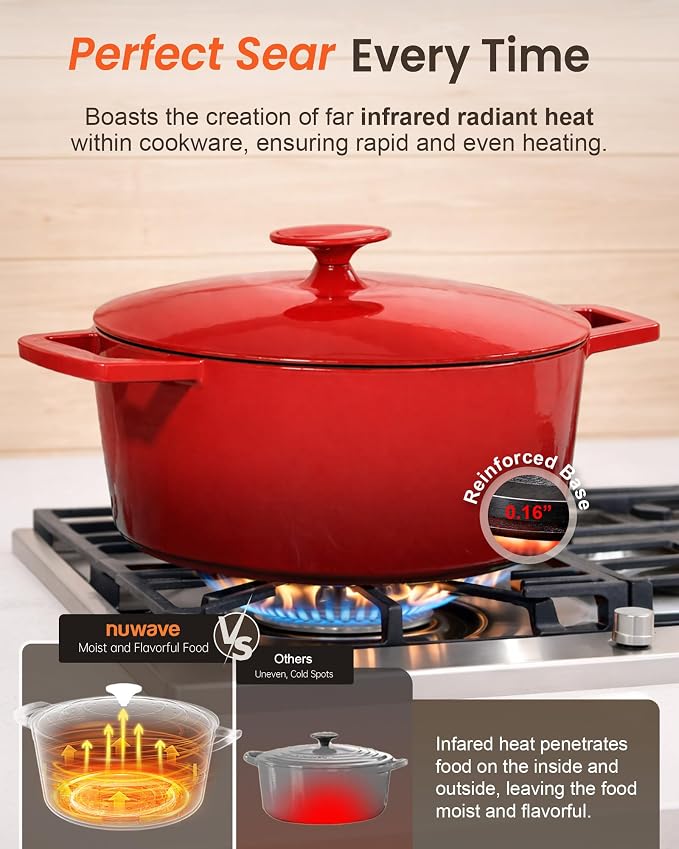 Nuwave 6QT LUX Healthy Enameled Cast Iron Dutch Oven Pot - Image 3