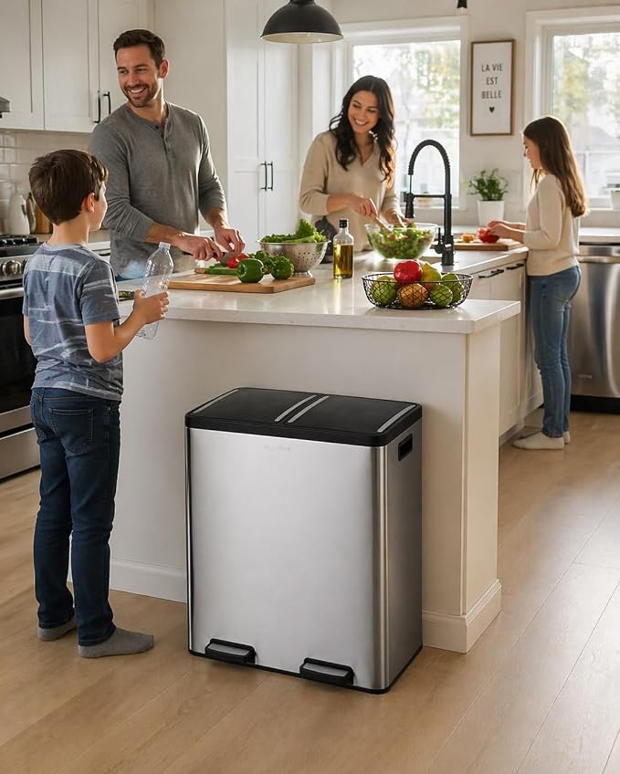 Step N' Sort The 18.5 Gallon Extra Large Capacity, Dual Trash and Recycling Bin - Image 4