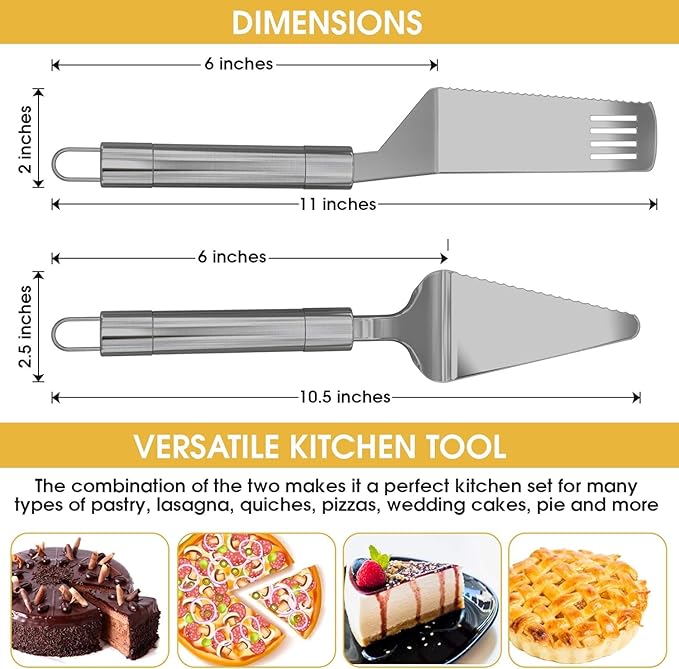 Pie Server Spatula and Cake Cutter Slicer, Stainless Steel Set - Image 6