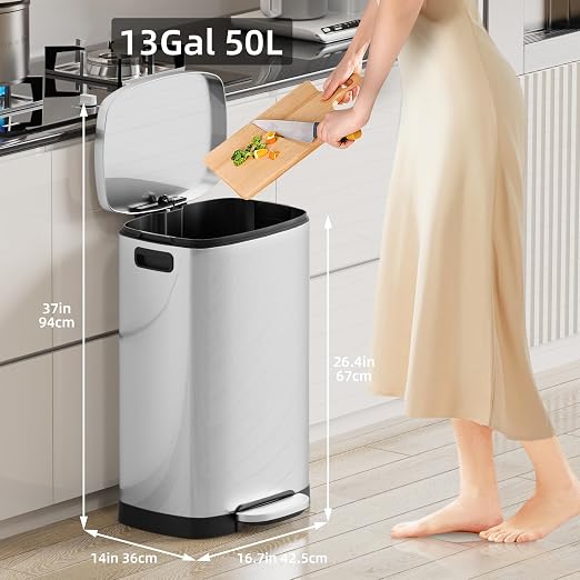 KUK 13 Gallon/50L Stainless Steel Kitchen Trash Can - Image 2