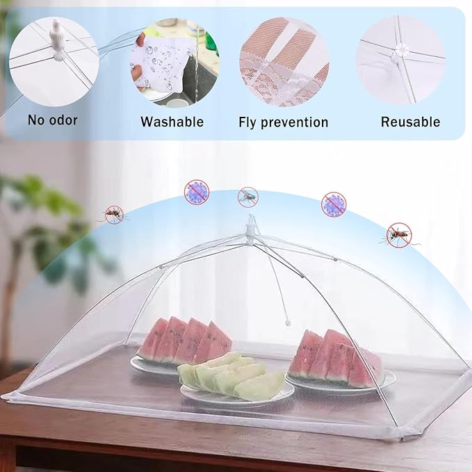 JULBEAR 2 Pcs 40x24inches Extra Large Mesh Food Cover Tent Umbrella Food Screen - Image 4