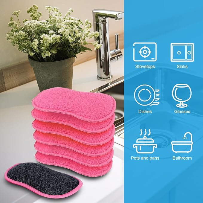 HOMEXCEL 12 Pack Multi-Purpose Scrub Sponges Kitchen Dish Sponge Non-Scratch - Image 3