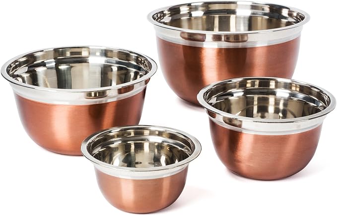 Stainless Steel Mixing Bowls-4 Pc set- Stackable Nesting Bowls by Colleta+Home
