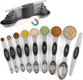 Measuring Spoon Set of 9 Magnetic Measuring Spoons Dual Sided Stainless Steel by YAMOLIN