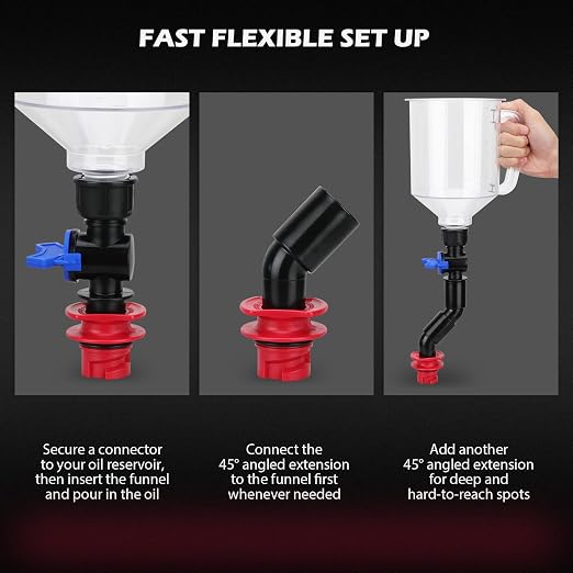 18-Piece Engine Oil Funnel Kit, 1.59QT/1.5L Automotive Oil Funnel Set - Image 4
